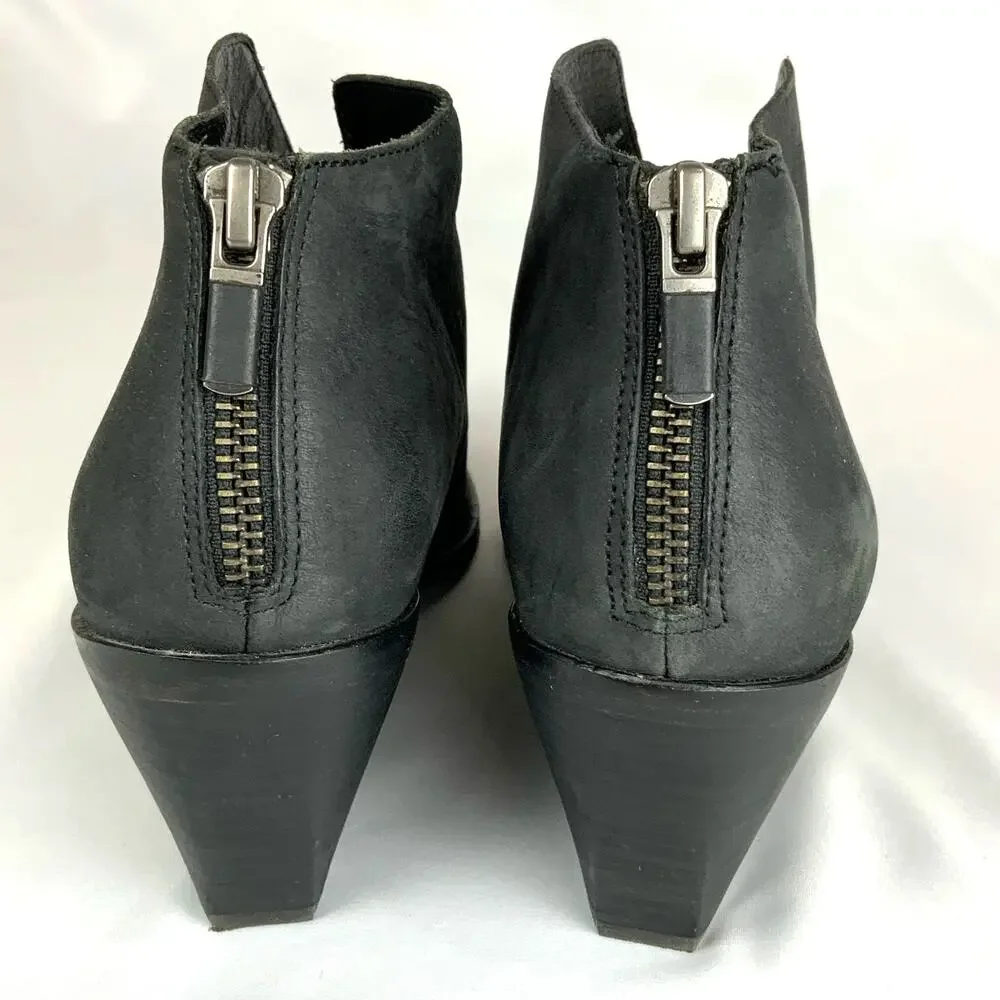 Eileen Fisher Nelson Nubuck Leather Split Shaft Ankle Booties Black Women's  8